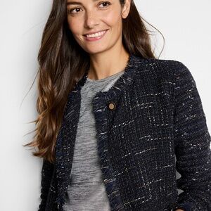 NIC+ZOE Navy and Gray Textured Blazer